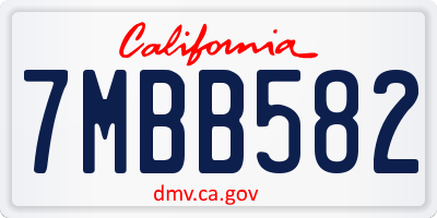 CA license plate 7MBB582