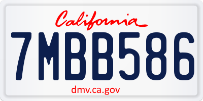 CA license plate 7MBB586