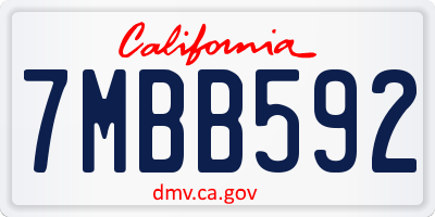 CA license plate 7MBB592
