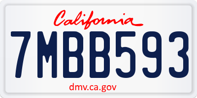 CA license plate 7MBB593
