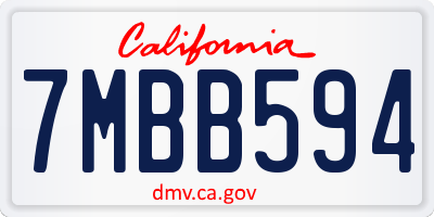 CA license plate 7MBB594