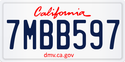 CA license plate 7MBB597