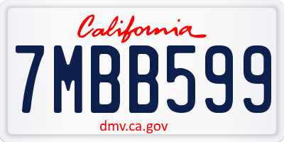 CA license plate 7MBB599