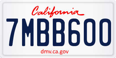 CA license plate 7MBB600