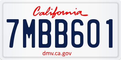CA license plate 7MBB601