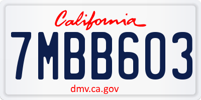CA license plate 7MBB603