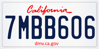 CA license plate 7MBB606
