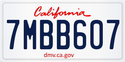 CA license plate 7MBB607
