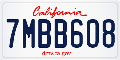 CA license plate 7MBB608