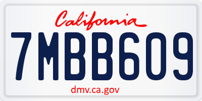 CA license plate 7MBB609