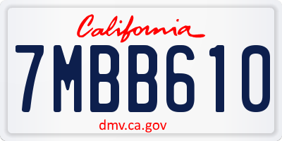 CA license plate 7MBB610