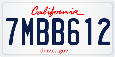 CA license plate 7MBB612