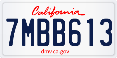 CA license plate 7MBB613
