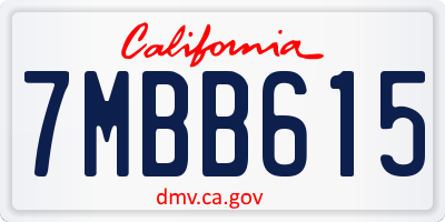 CA license plate 7MBB615