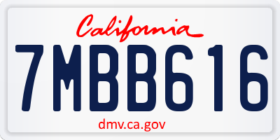 CA license plate 7MBB616