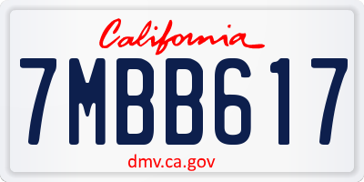 CA license plate 7MBB617