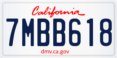 CA license plate 7MBB618