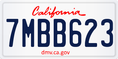 CA license plate 7MBB623