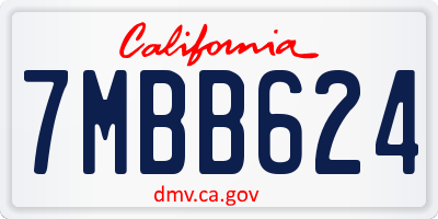 CA license plate 7MBB624