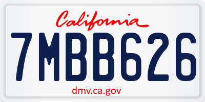 CA license plate 7MBB626