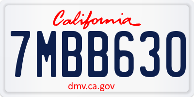 CA license plate 7MBB630