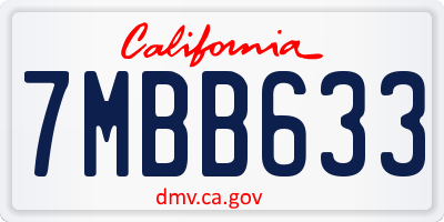 CA license plate 7MBB633