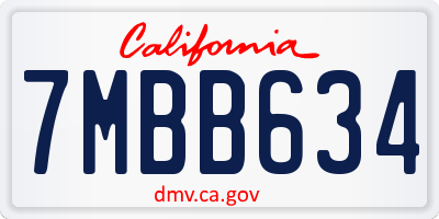 CA license plate 7MBB634