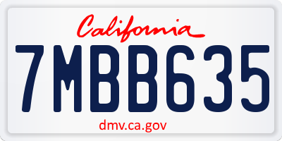 CA license plate 7MBB635