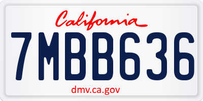 CA license plate 7MBB636