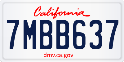 CA license plate 7MBB637