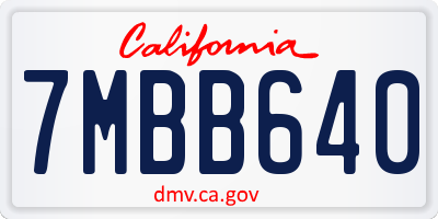 CA license plate 7MBB640