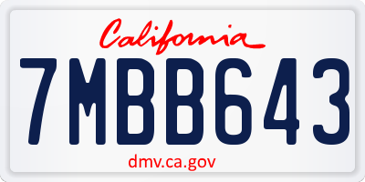 CA license plate 7MBB643