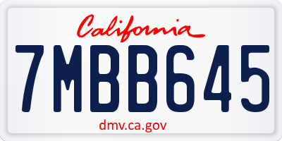 CA license plate 7MBB645