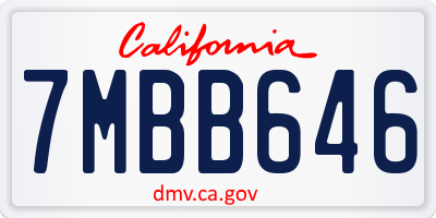 CA license plate 7MBB646