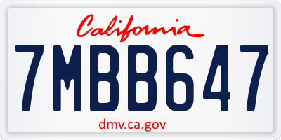 CA license plate 7MBB647