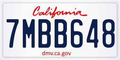 CA license plate 7MBB648