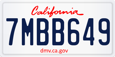 CA license plate 7MBB649