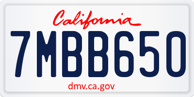 CA license plate 7MBB650