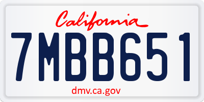 CA license plate 7MBB651