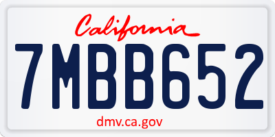 CA license plate 7MBB652