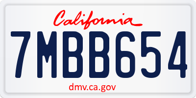 CA license plate 7MBB654
