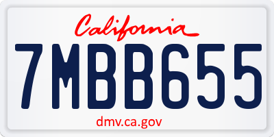 CA license plate 7MBB655