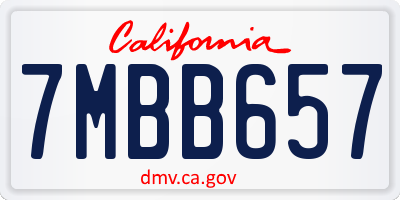 CA license plate 7MBB657