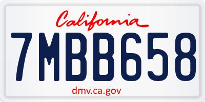 CA license plate 7MBB658