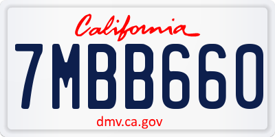 CA license plate 7MBB660