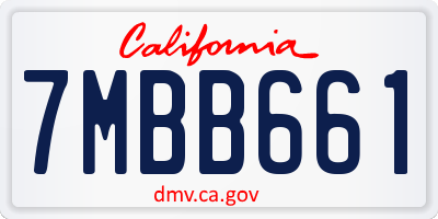 CA license plate 7MBB661