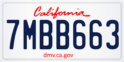 CA license plate 7MBB663
