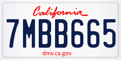 CA license plate 7MBB665