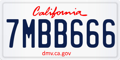 CA license plate 7MBB666
