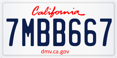 CA license plate 7MBB667
